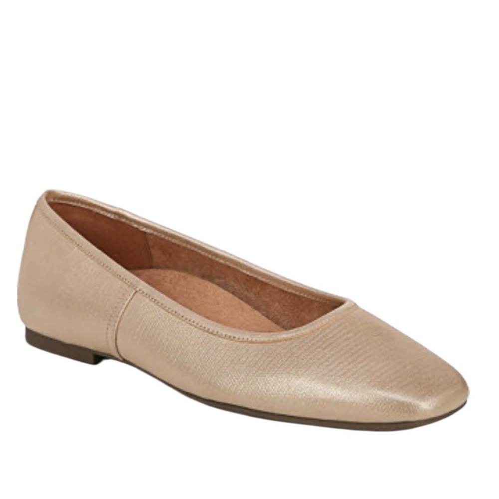 VIONIC Orinda Square Toe Leather Orthotic Ballet Flats in Gold Shimmer Size 9 - Picture 10 of 10